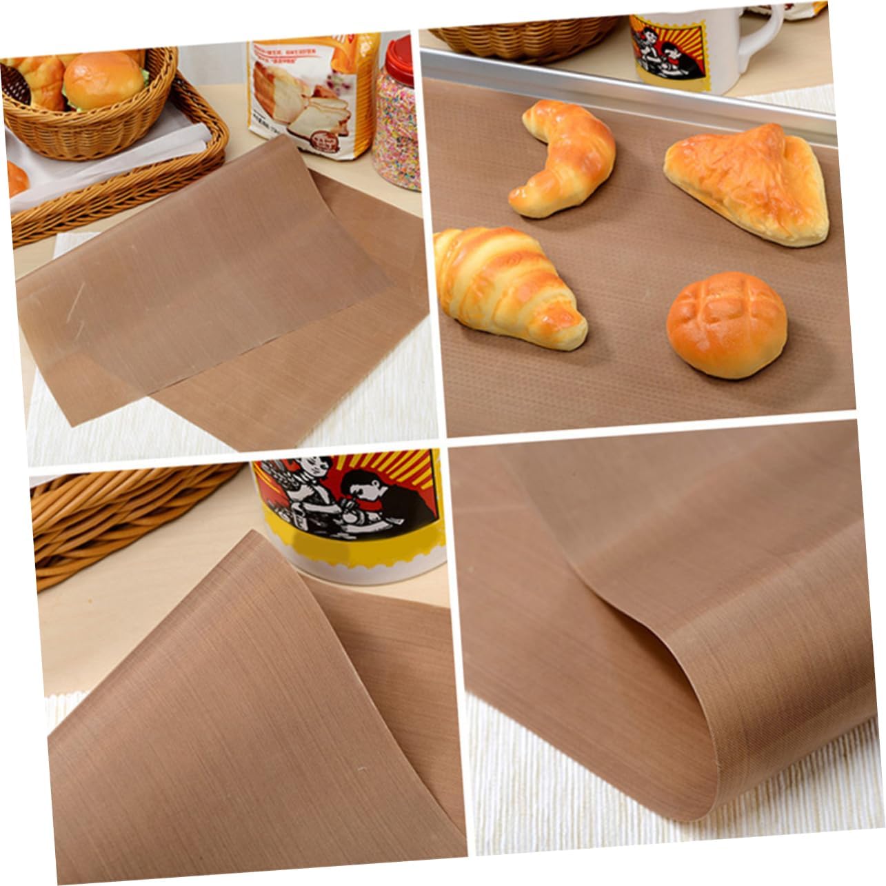 SHOWERORO 2Pcs Non Stick Baking Cloth High Temperature Baking Thicken Baking Oilcloth for Home Baking Tray Use