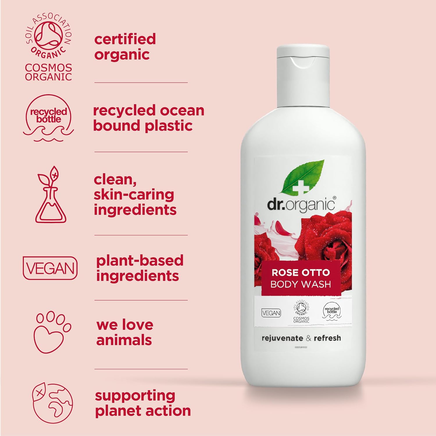 Dr Organic Rose Body Wash 250ml image 5