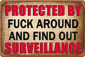 Funny Tin Sign Man Cave Decor: Keep Your Distance or 'Find Out