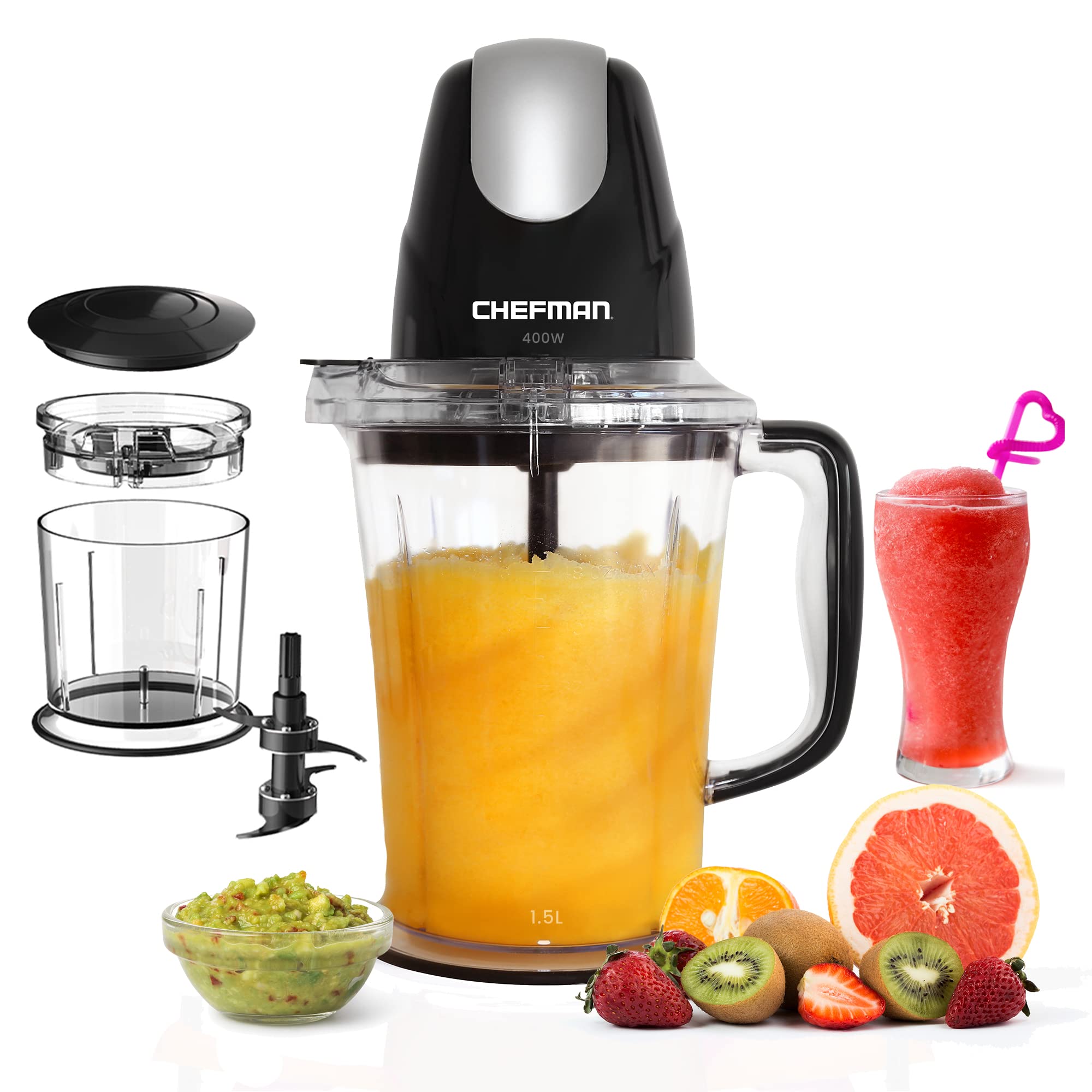 Buy CHEFMAN 2in1 Food Processor and Portable Blender with 400W Motor