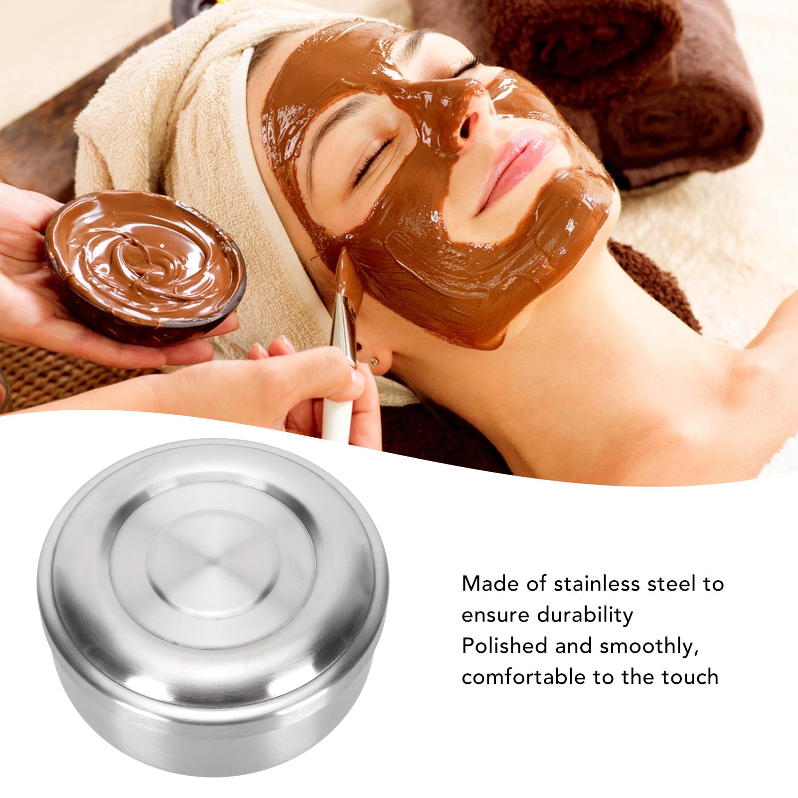 Nutriess Beard Shave Bowl Sturdy Stainless Steel Anti Slip Comfortable Touch Stylish Look Face Mask Bowl with Lid for Home Beauty Salon