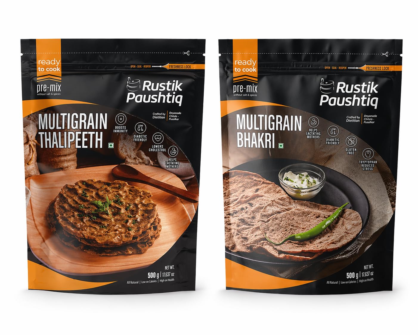 RUSTIK PAUSHTIQ Bhakri & Thalipeeth Pre-Mix Combo | 500g Each | Multigrain Flour | Gluten-Free | Ready to Cook | Healthy Indian Meal | Natural Ingredients | No Preservatives-image-34