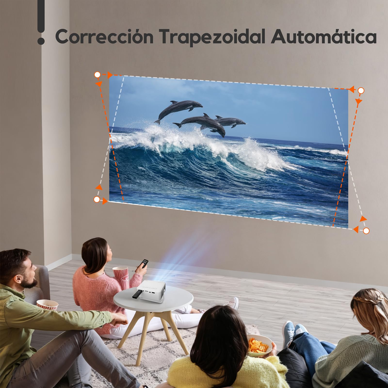 Mini Proyector Portátil [Auto Keystone & Rotación de 360° ] AKIYO O1 Proyector 2026 Upgraded 15000 Lumens 1080P Soporte, 50% Zoom, Projector Portable Compatible con Teléfonos/PC/PS5/TV Stick/HDMI