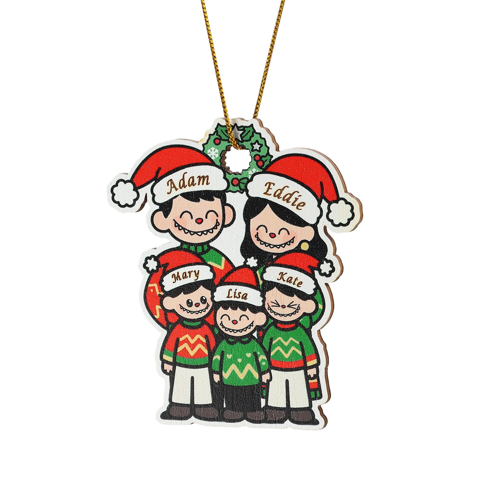 Lolatide 5 Names 2025 Personalised Dated Ornament Family Of 3-10 Christmas Together, Custom Wood Family Christmas Tree Bauble With Names, Warm Xmas Gift