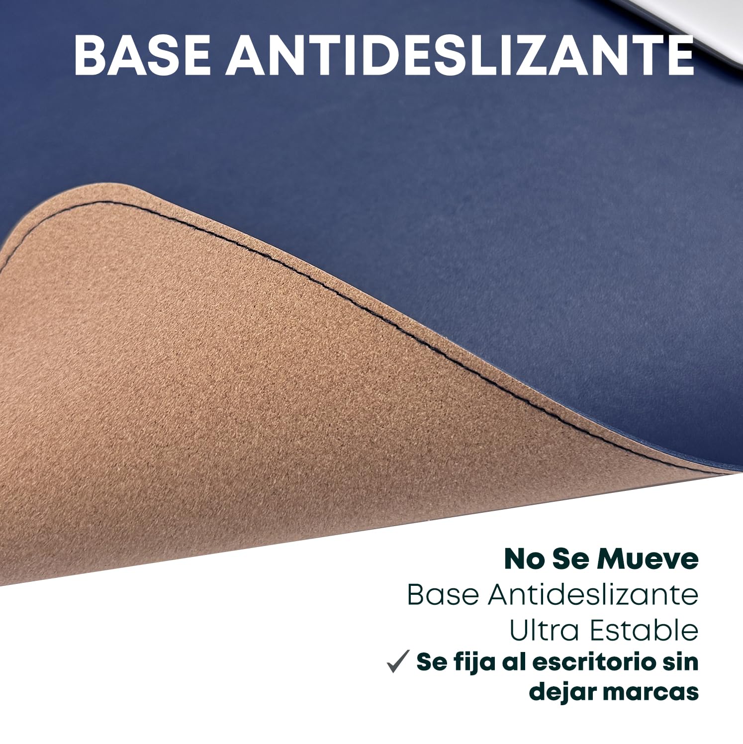 Alfombrilla de Escritorio XXL Impermeable y Antideslizante - Protege tu Mesa y Mejora la Comodidad - Superficie Suave para Teclado y Ratón - Corcho Natural - 120x60 cm - Azul marino