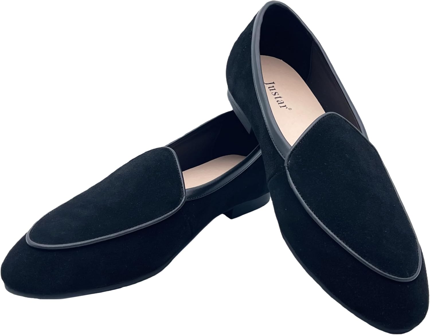 Justar Men's Belgian Loafers Suede Leather Shoes Comfort Slip-Ons for Business Casual Office