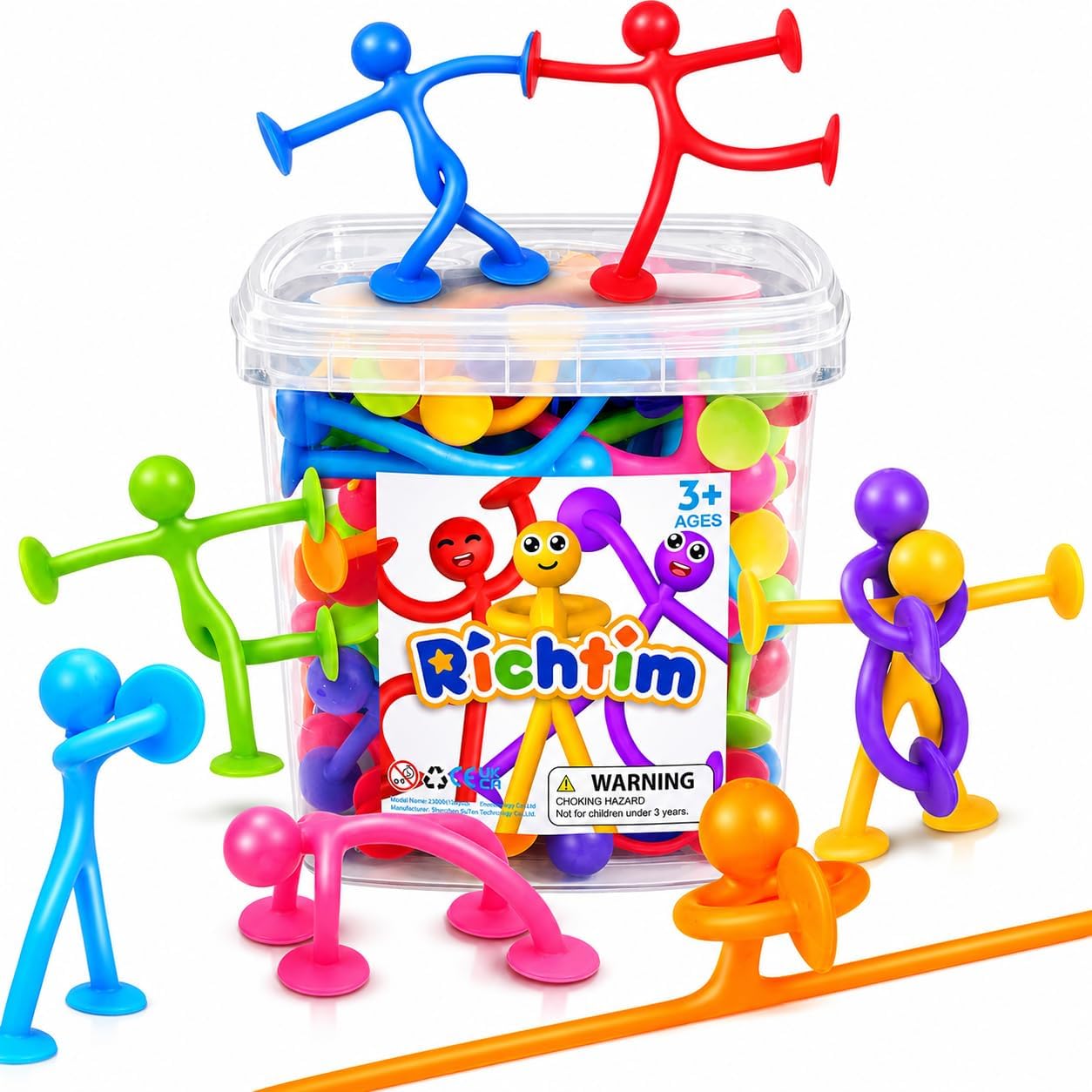 Suction Cup Fidget Sensory Toys: 48 Pack Suction Cup People Toys Fidget Toy for Autism Autistic ADHD Kids Ages 3+, Creative Travel Toy Idea for Boys Girls, Fidget Toys Bulk for Classroom