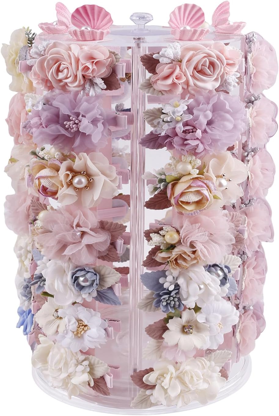 Rotating Bows Organizer for Girls, Hair Clip Holder Claw Storage Hair Accessories Rack Display Stand for Baby Nursery Toddler Room Decor