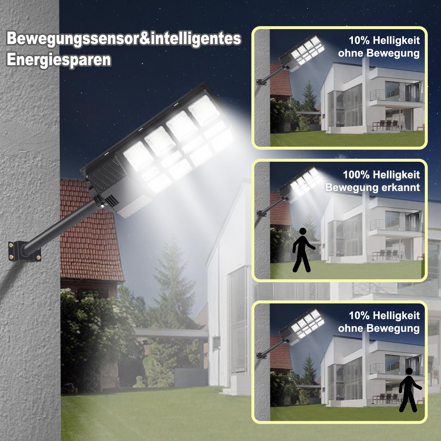 Lampa uliczna 300 W, solarna lampa uliczna z pilotem zdalnego sterowania, wodoszczelna, 6500 K, zimna biel, IP65, wodoszczelna