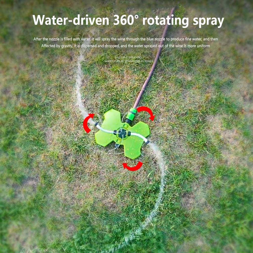 WZX Irrigatore da Giardino per impieghi gravosi, irrigatore da Giardino Regolabile a 360 Gradi, 2 Braccia, spruzzatore Durevole per Piante, Facile connessione del Tubo