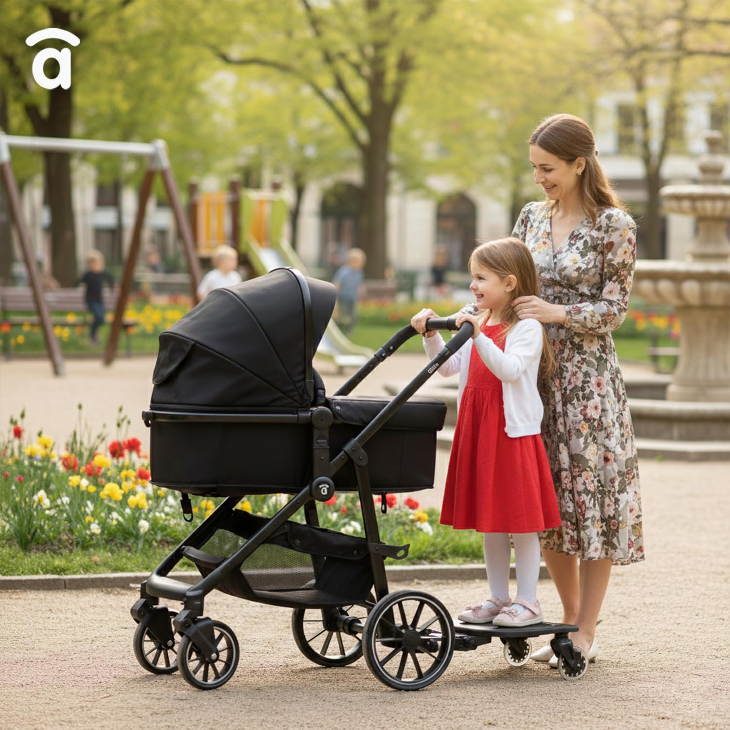 Asalvo Buggy Board - Monopattino con sedile per passeggino, passeggino, passeggino, passeggino, passeggino, universale, Buggy Board per il secondo bambino, accessorio per bambini da 1 a 7 anni (25 kg)