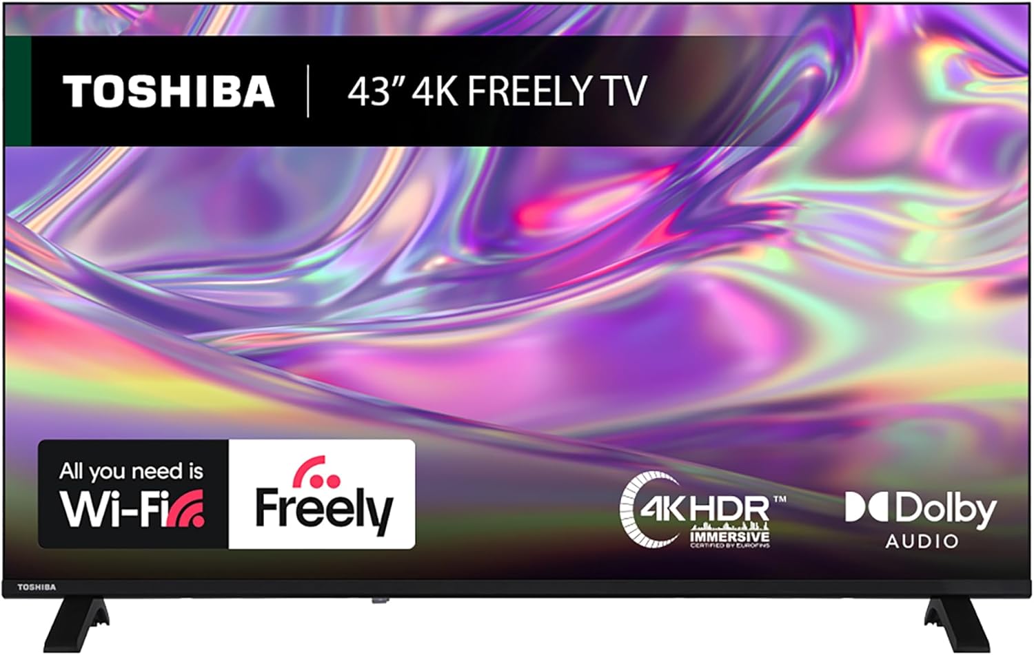 Toshiba 43”UV1563DB 4K Smart VIDAA TV, Ultra HD, HDR10, Freely, Disney+, Prime Video, Netflix, Dolby Audio Processing and Vision, Works with Alexa and Google Assistant, VIDAA Voice 2025