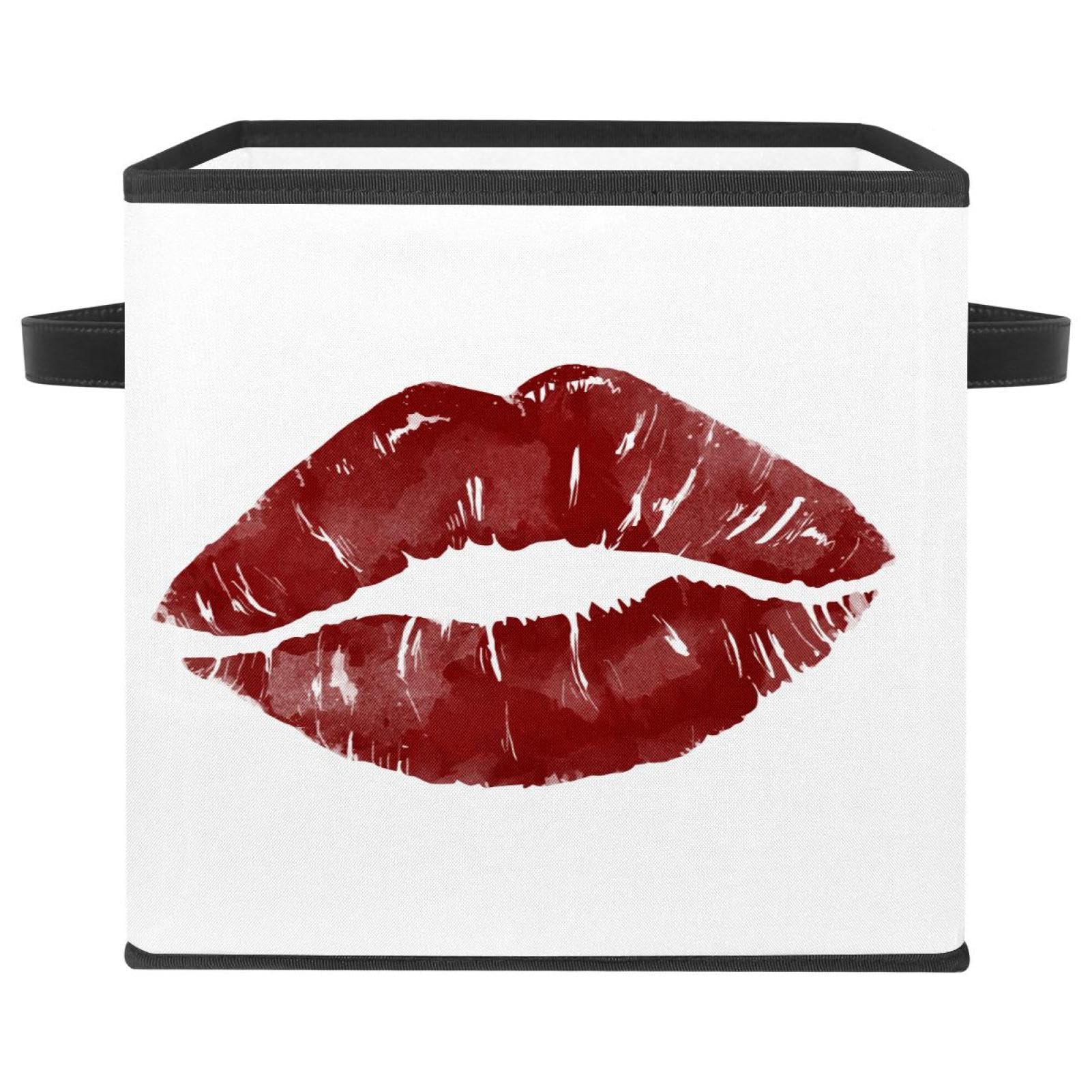 Boîte de rangement pliable en tissu blanc rouge à lèvres pour placard