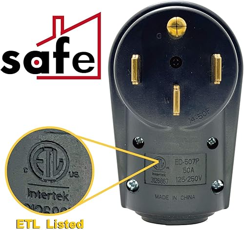 Miniatura 5 de Sintron NEMA - Enchufe de hoja recta 14-50P, mango ergonómico, rewirable, para caravana, caravana, remolque, viaje, 125250 voltios, 50 amperios, 3