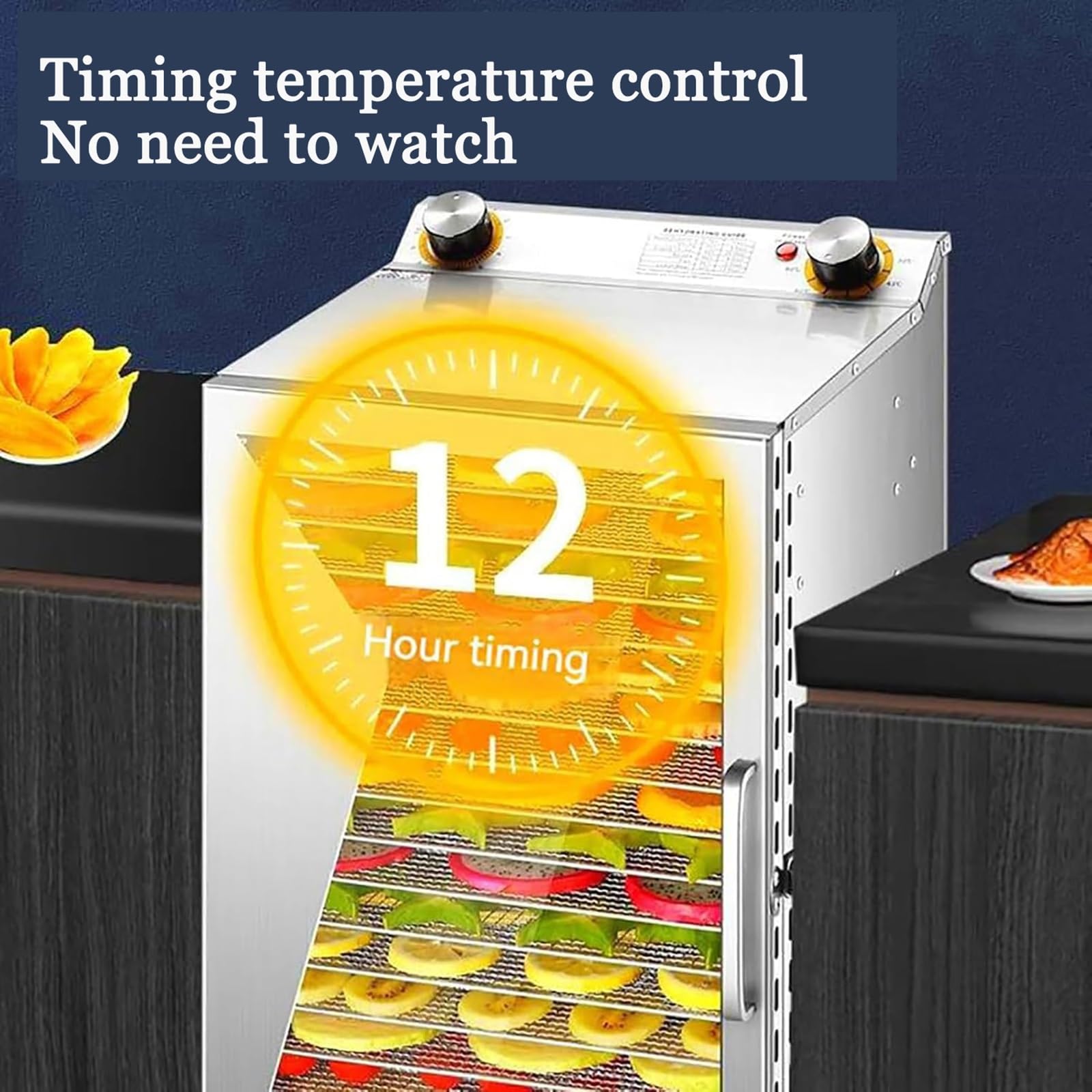 Liofilizzatore commerciale da 1000 W e disidratatore alimentare, disidratatore elettrico per carne secca a 6/8/12 strati, temperatura di 90°C e timer di 48 ore, disidratatore per carne secca, carne,