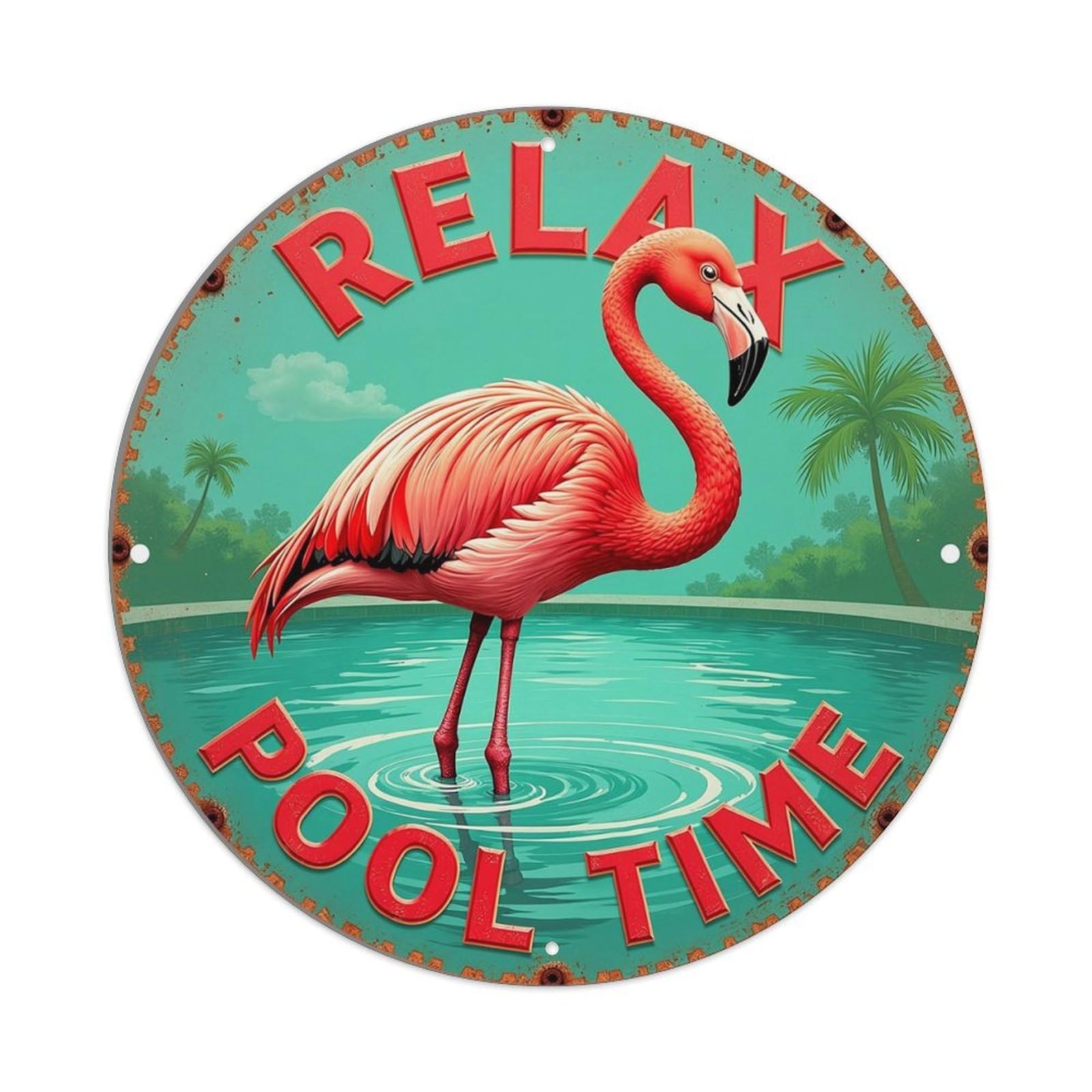 Jdyansheng Vintage Relax Pool Time Flamingo Sign Tin Sign Metal Poster Metal Signs For Home Man Cave Bar Cafe Kitchen Laundry Room Wall Decorations 8X8 Inches