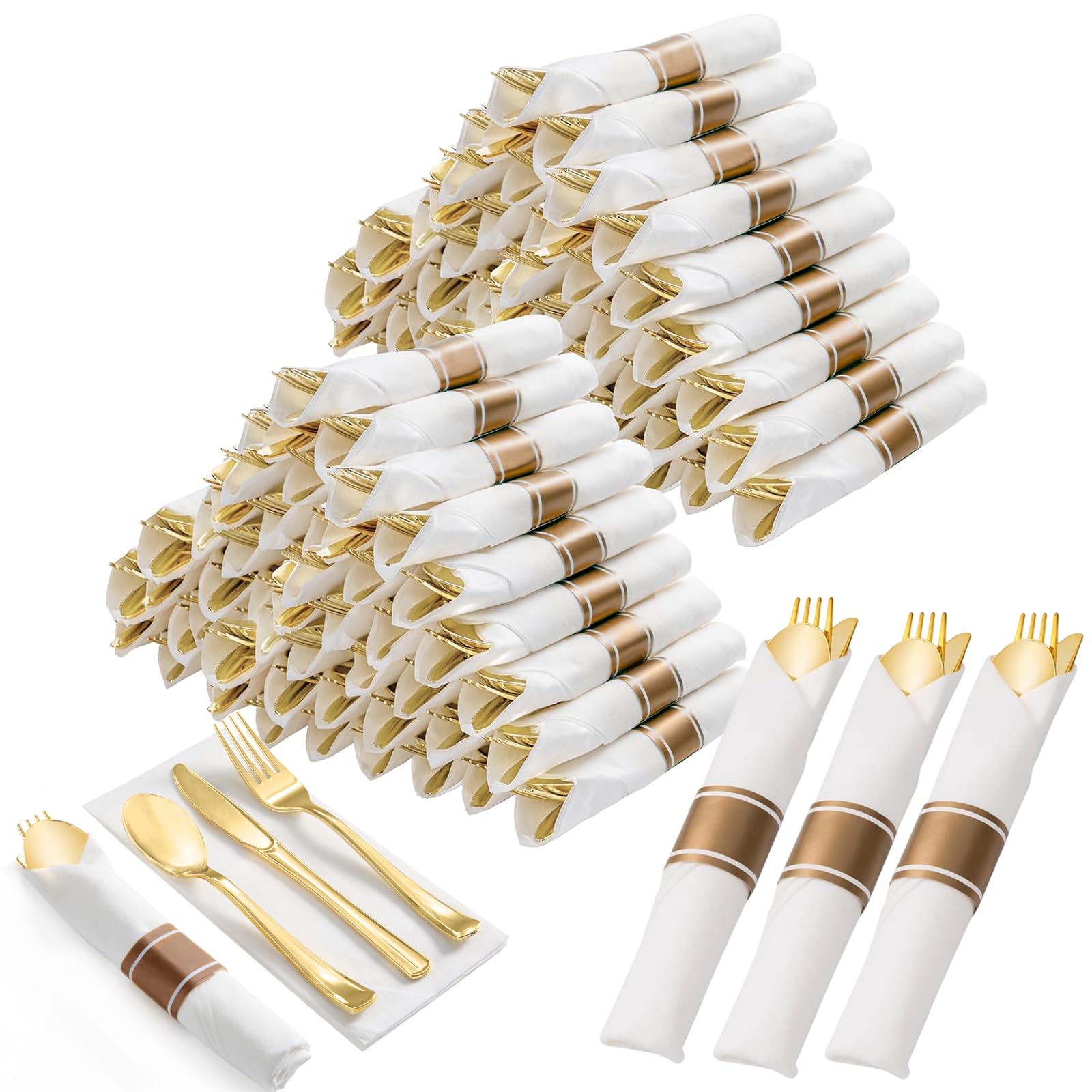 Disposable Silverware Set - 100 Forks, Knives, Spoons -8 Disposable Silverware Set - 100 Forks, Knives, Spoons -8