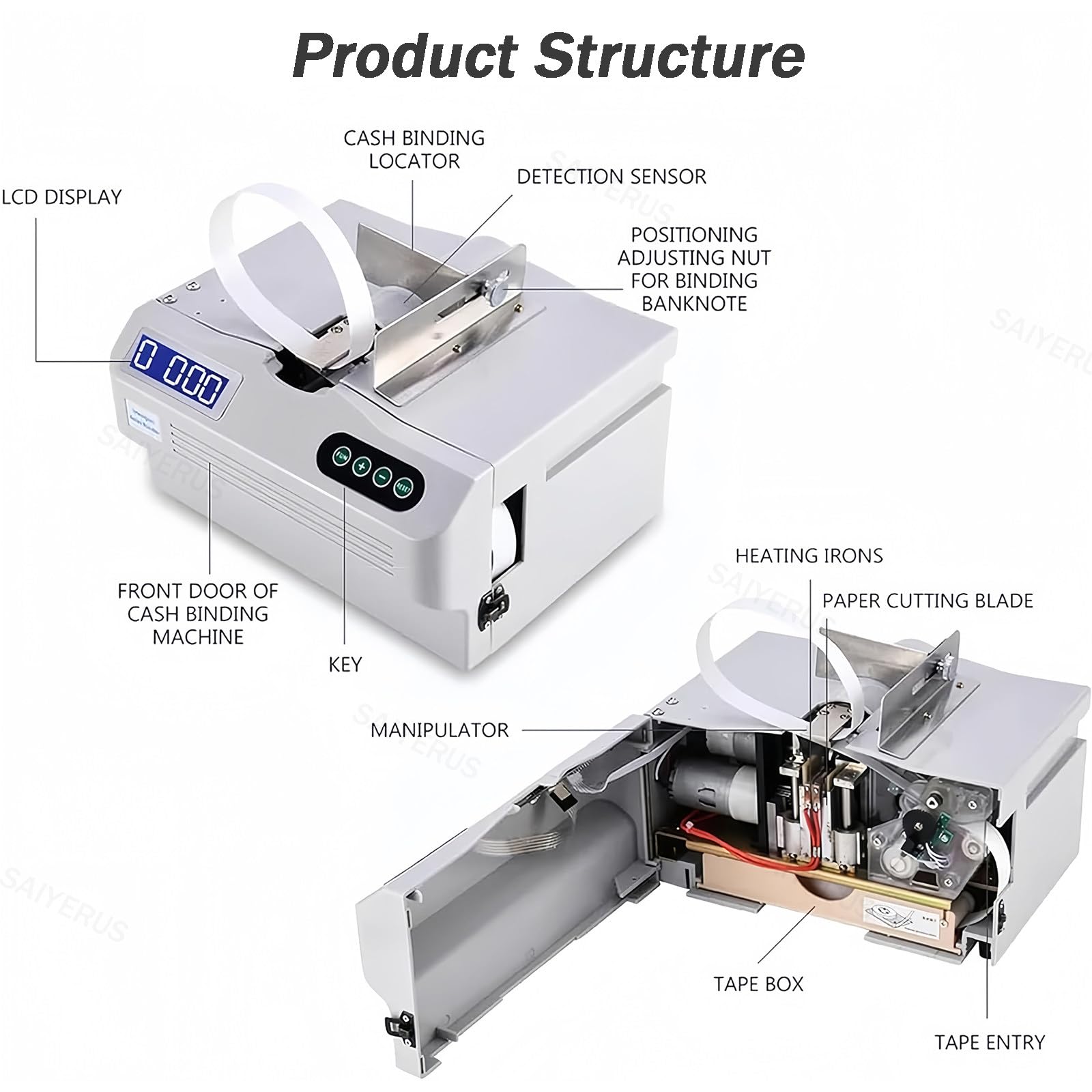 Macchina Intelligente per Legare Banconote, Strumento per Legare Banconote, Legatura di Fasci di Banconote per Banca, Piccola Macchina Rilegatrice Automatica, Imballatrice di Banconote,220V