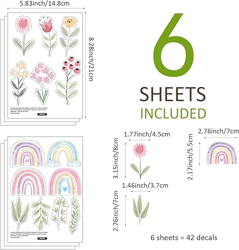 Miniatura 82 de QUCHENG Calcomanías de pared bohemias para dormitorio de niñas, calcomanías de pared extraíbles para habitación de niños, decoración de habitación