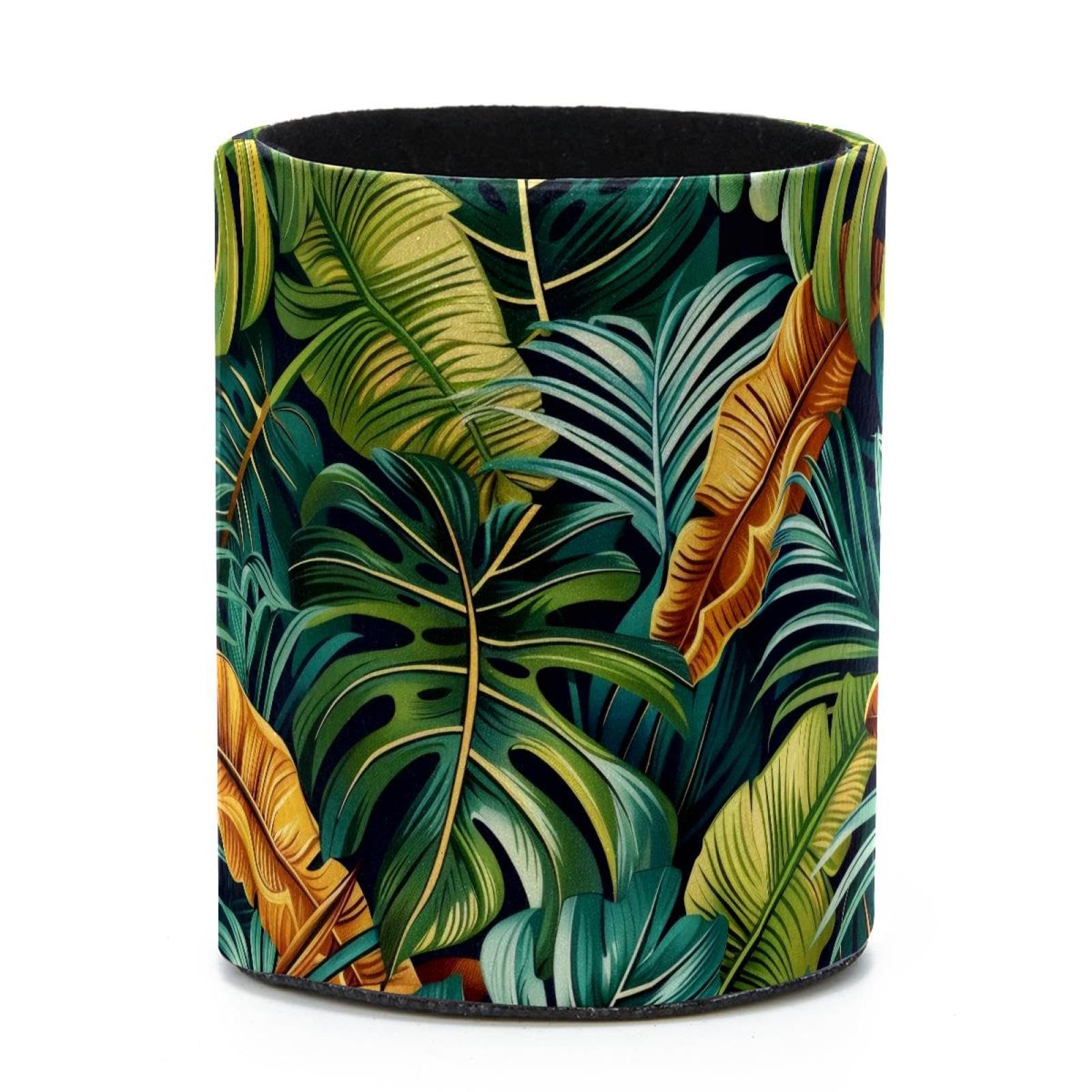 VAPOKF Round Pencil Holders for Desk, Tropical Palm Pen Holders Pen Pot Makeup Brushes Storage Desktop Stationery Supplies Organiser for Home Office