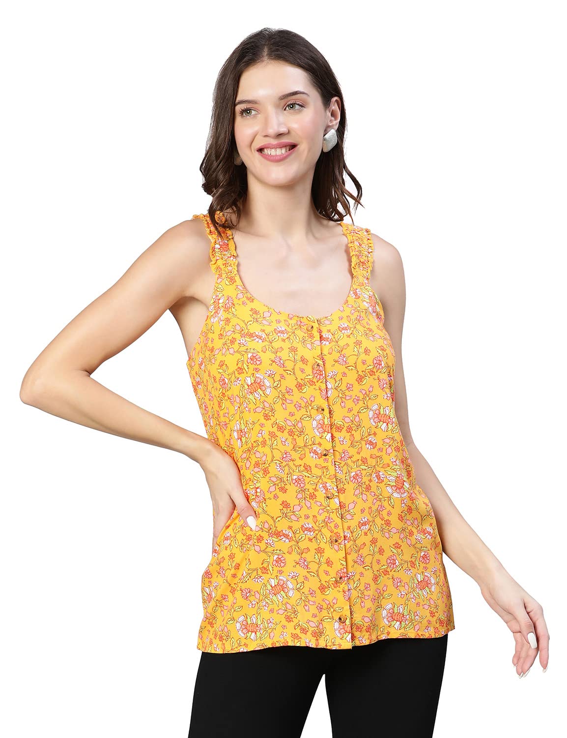 oxolloxo Viscose Print Shoulder Strape Women Top-picture-30