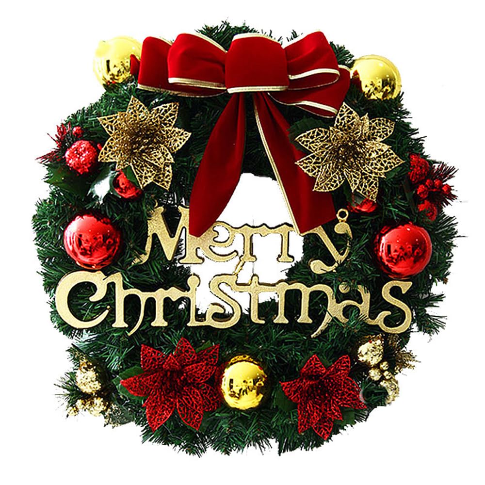 Christmas Decorations, 30cm Christmas Wreaths for Front Door, Christmas Ball Wreath with Bells,Holiday Door Wreath for Outdoor Indoor Window Wall Xmas Decor