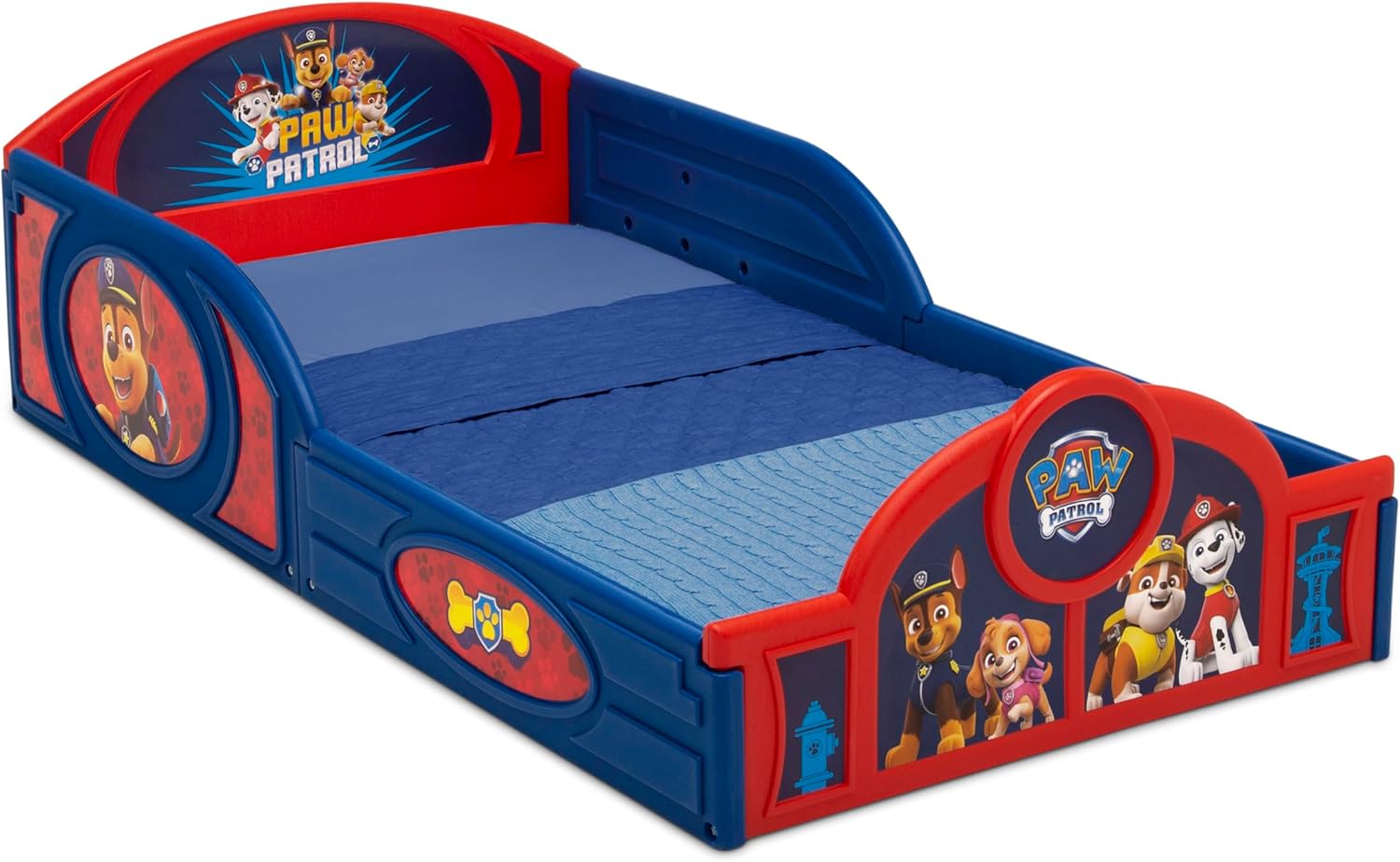 Delta Children Nick Jr. PAW Patrol Plastic Sleep and Play Toddler Bed with Attached Guardrails