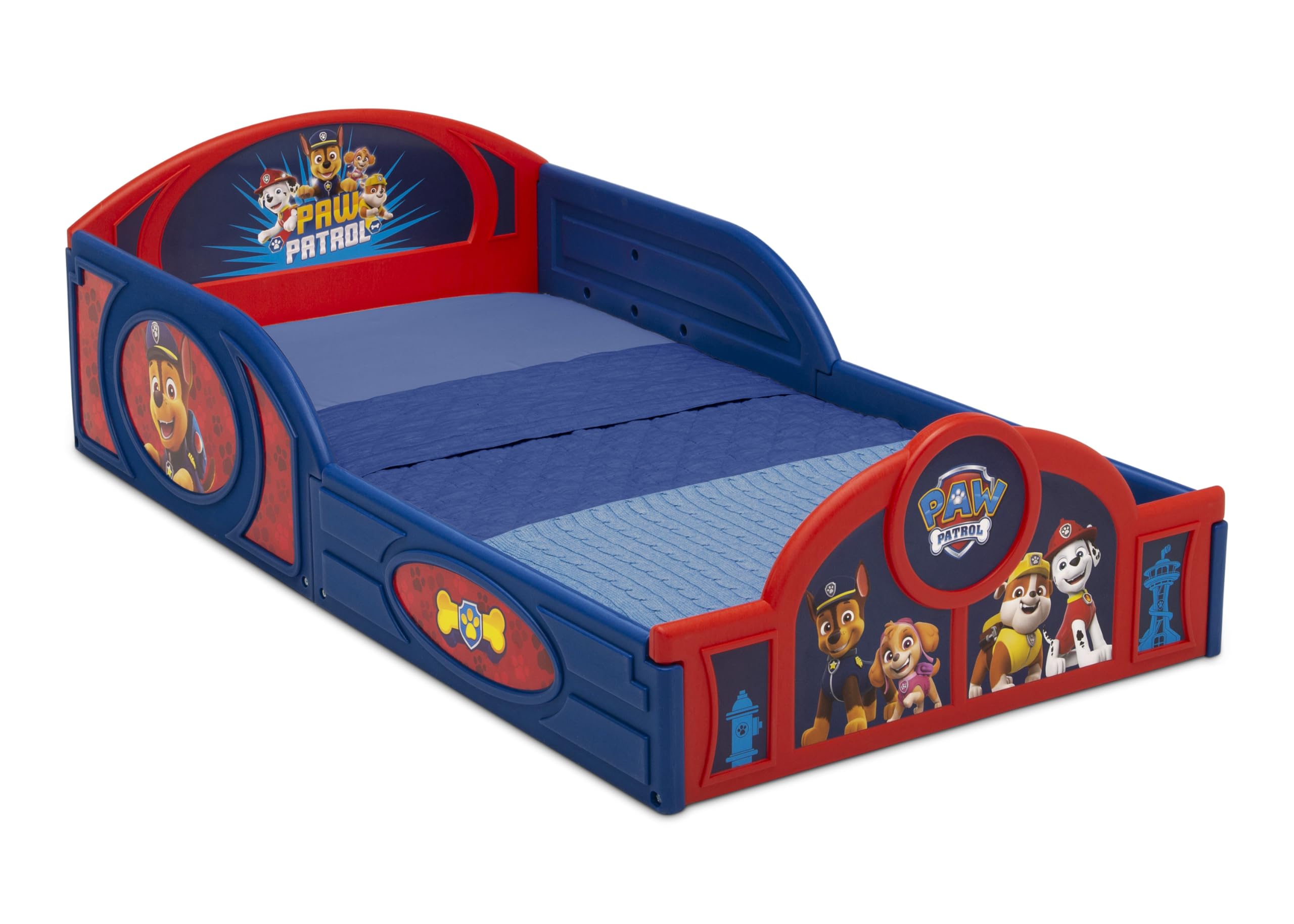Delta Children Nick Jr. PAW Patrol Plastic Sleep and Play Toddler Bed with Attached Guardrails