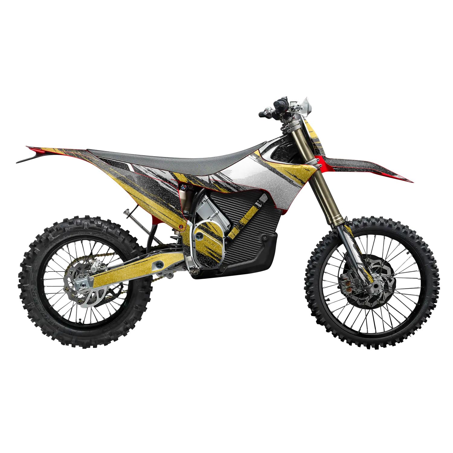 Glossy Glitter Stark Varg MX 2023-2025 Graphics Kit Wrap - Grunge Stripe Yellow - Varg MX Skin - Premium 3M Vinyl Protective Wrap Decal Cover - Easy to Apply | Crafted in The USA by MightySkins