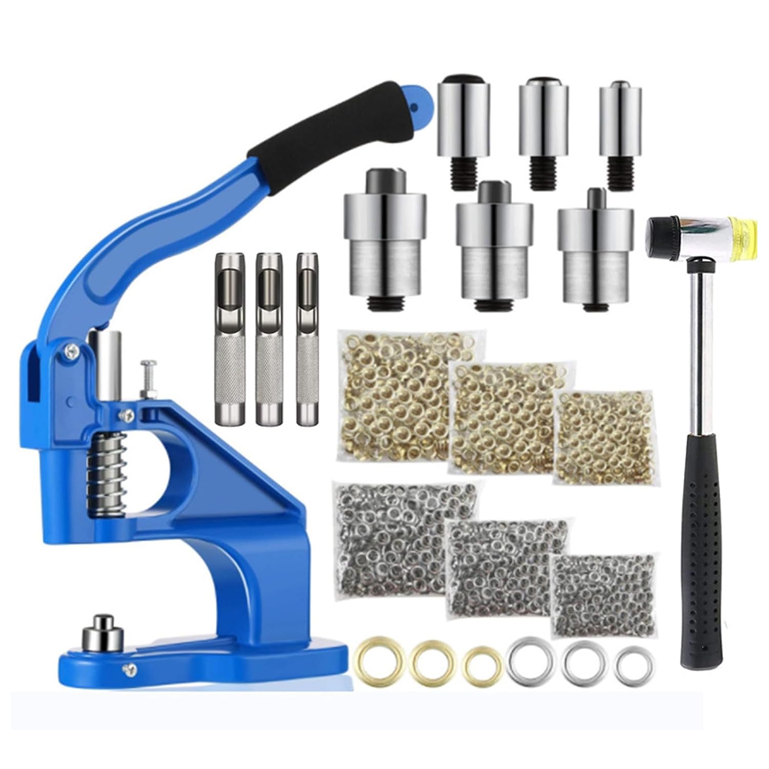 Manual Button Machine, Hand Press Heavy Duty Eyelet Grommet Machine Punch Tool, Leather Button Machine Air Eye Button Set for Leather Clothing Buttoning