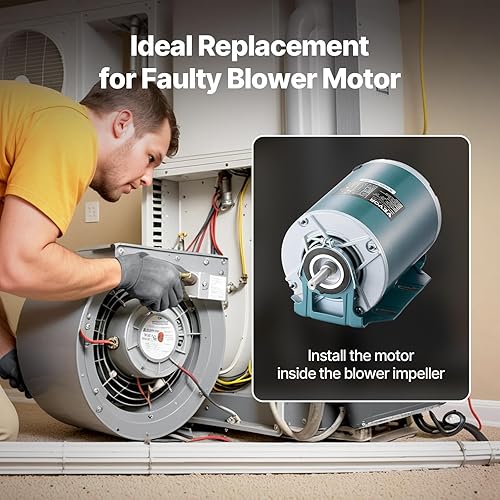 Miniatura 15 de VEVOR Motor de soplador de horno de 3/4 HP, 208/230 V 3.85 amperios, 1075 rpm, 5 velocidades, rotación CW/CCW, 48 marcos de 4.8 pulgadas de longitud