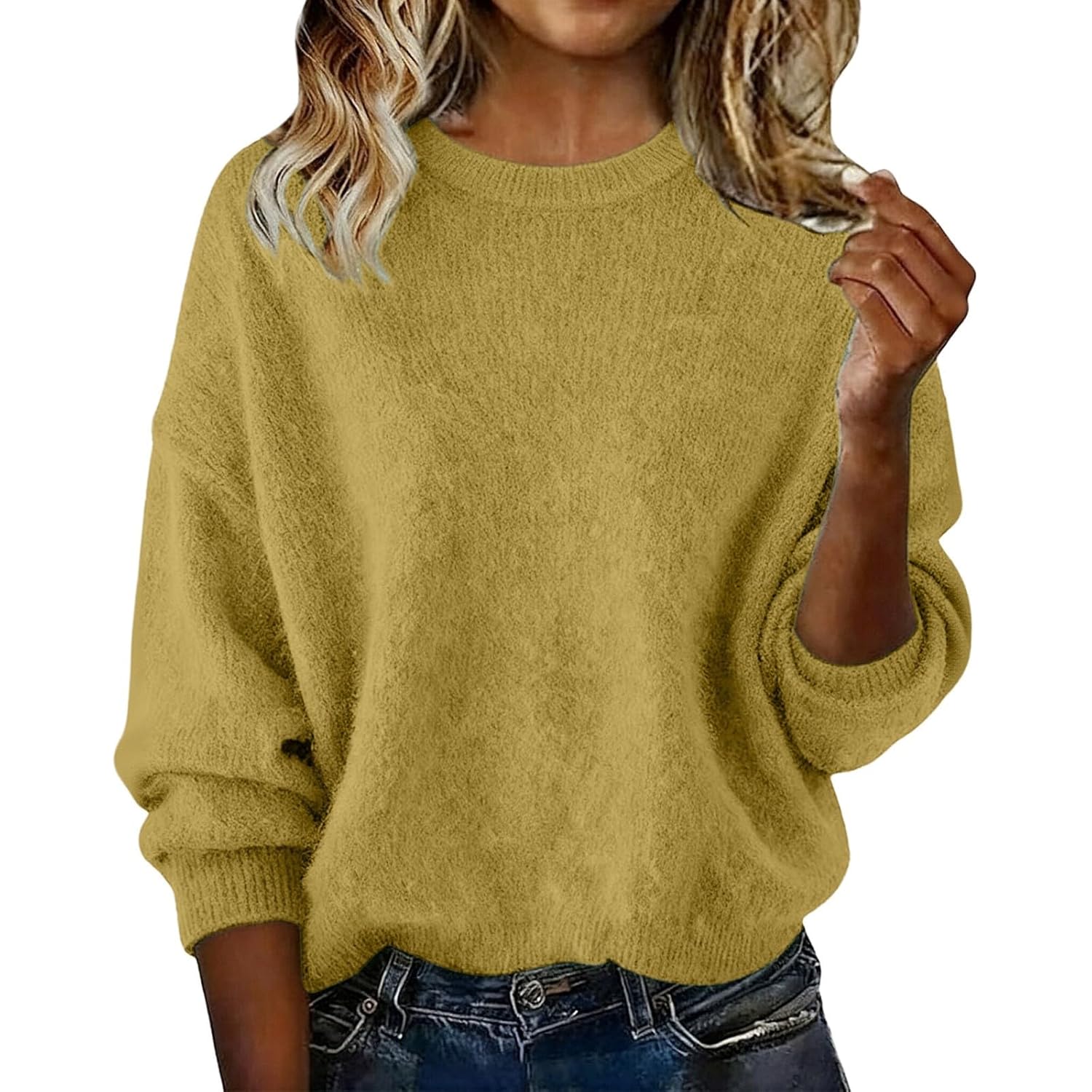 Warm Cashmere Sweaters for Women Crew Neck Classic Soft Pullover Sweater Loose Casual Long Sleeve 2025 Fall Winter