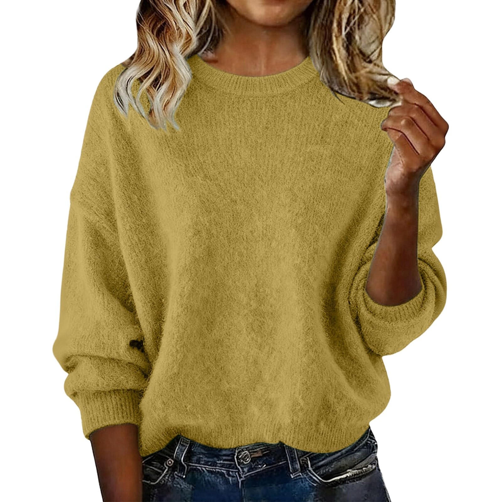 Warm Cashmere Sweaters for Women Crew Neck Classic Soft Pullover Sweater Loose Casual Long Sleeve 2025 Fall Winter