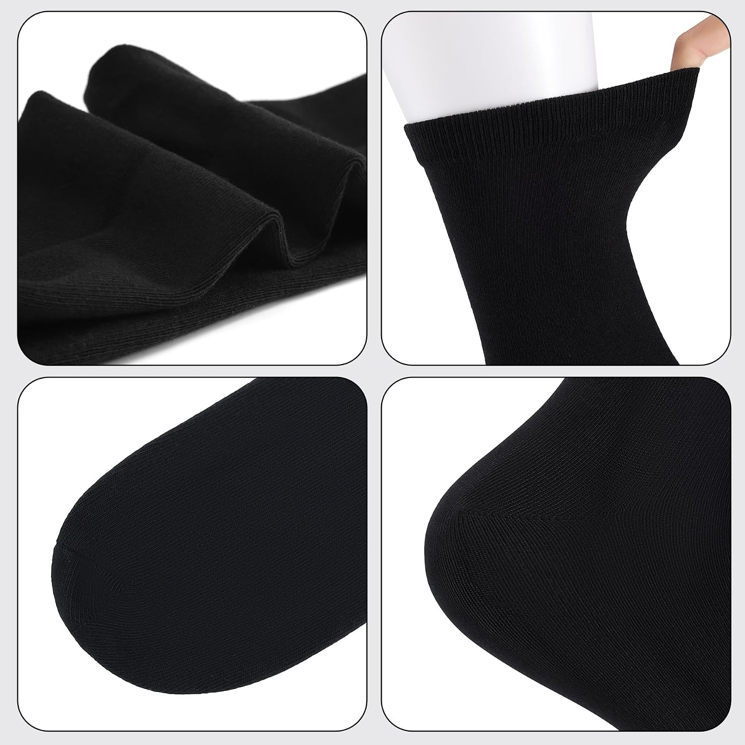 Mens 6 Pack Black Crew Dress Socks for Men Anti Odor Combed Cotton | Breathable,Anti Odor,Moisture-wicking,Ribbed Elastic Cuff,Soft,Machine Washable,Comfy,Ideal for Wedding Business & Casual