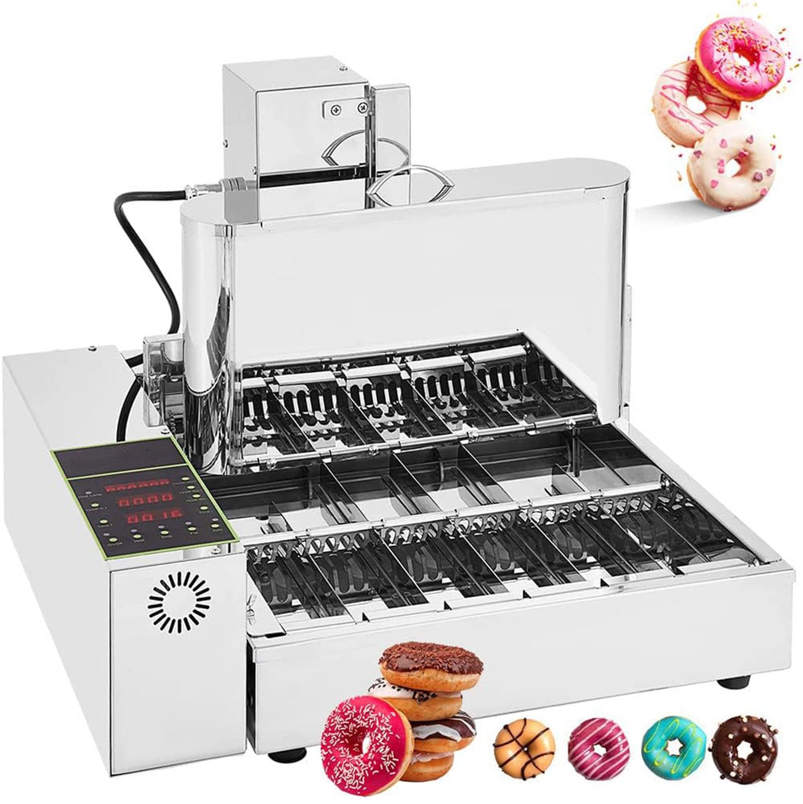 Aioneer Commercial Automatic Donut Fryer With Adjustable Thickness And High Output-Silver-Six rows