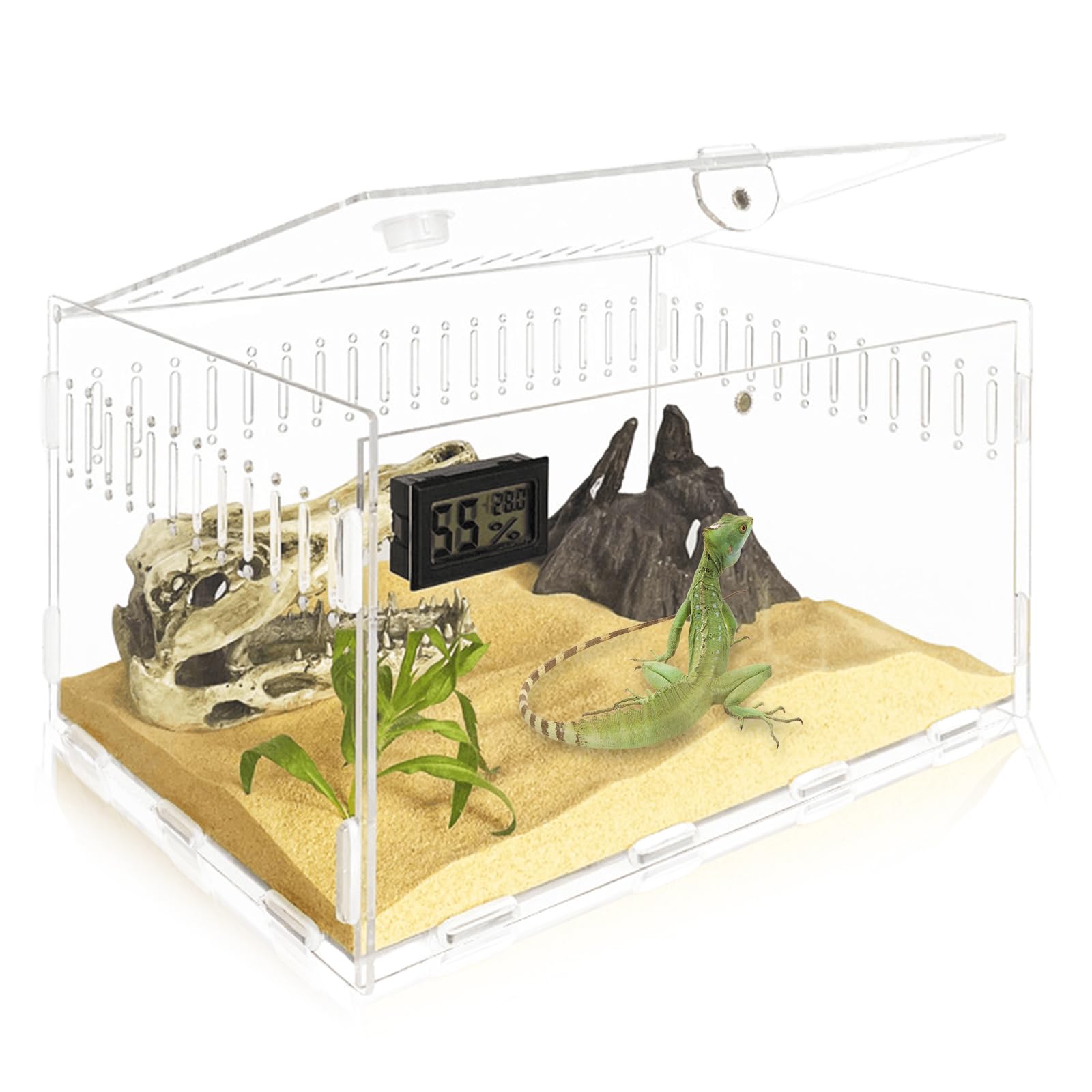 Terrarium Acryl Terrarium 30x20x15cm groß transparent Futterbox für Reptilien Haustier Spinnen Eidechsen Schnecken Käfer