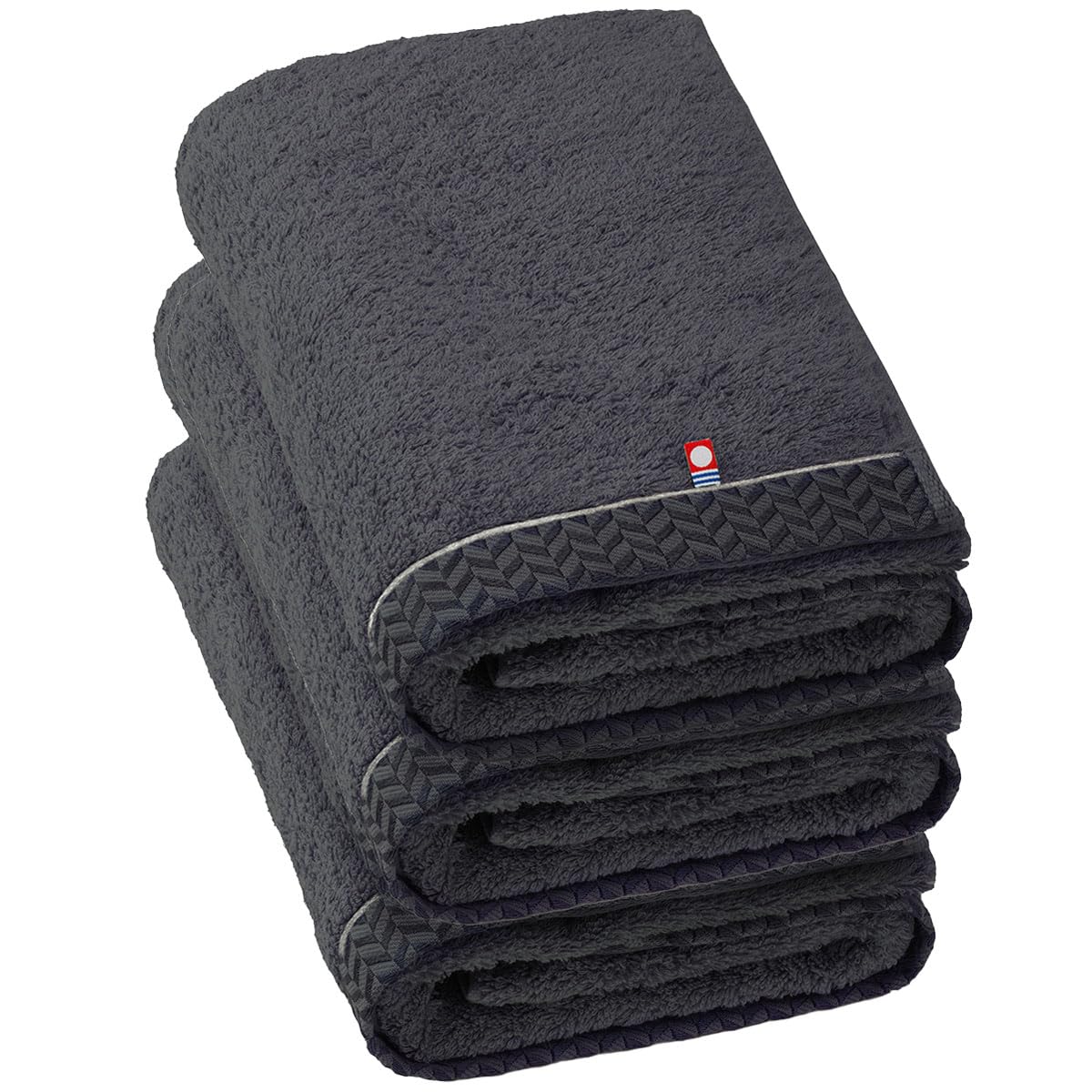 Imabari Towel Bath Towel Imabari 100% Cotton 3-Piece Set Super Thick Premium High-Quality Long Pile Twisted Yarn Dark Gray (Charcoal Gray) Fluffy Soft Quick-Drying Instant Absorption Made in Japan
