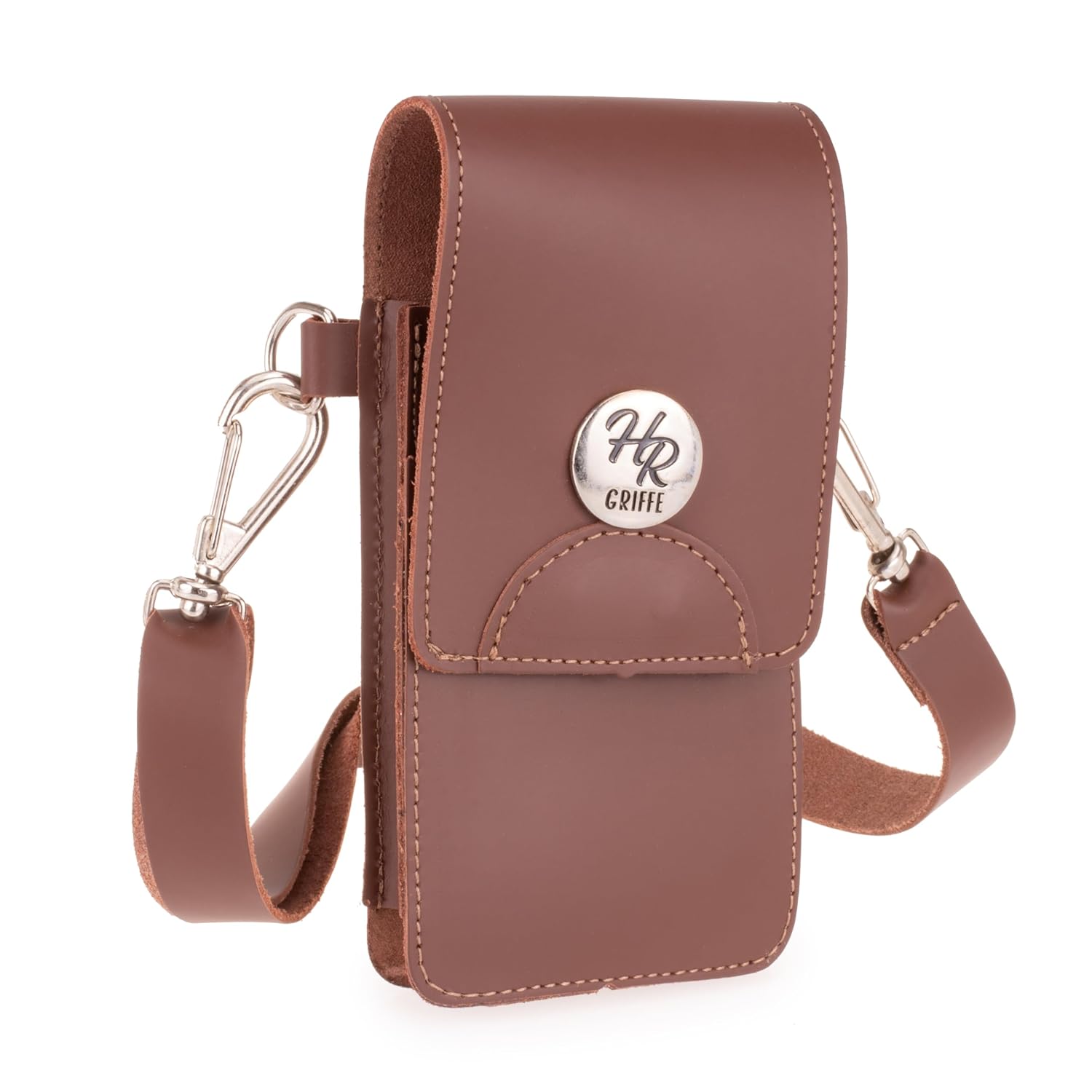 Bolsa pequena Lateral Carteira Feminina Porta Celular Cartão 100% couro Legítimo C/fecho de imã (marrom escuro)