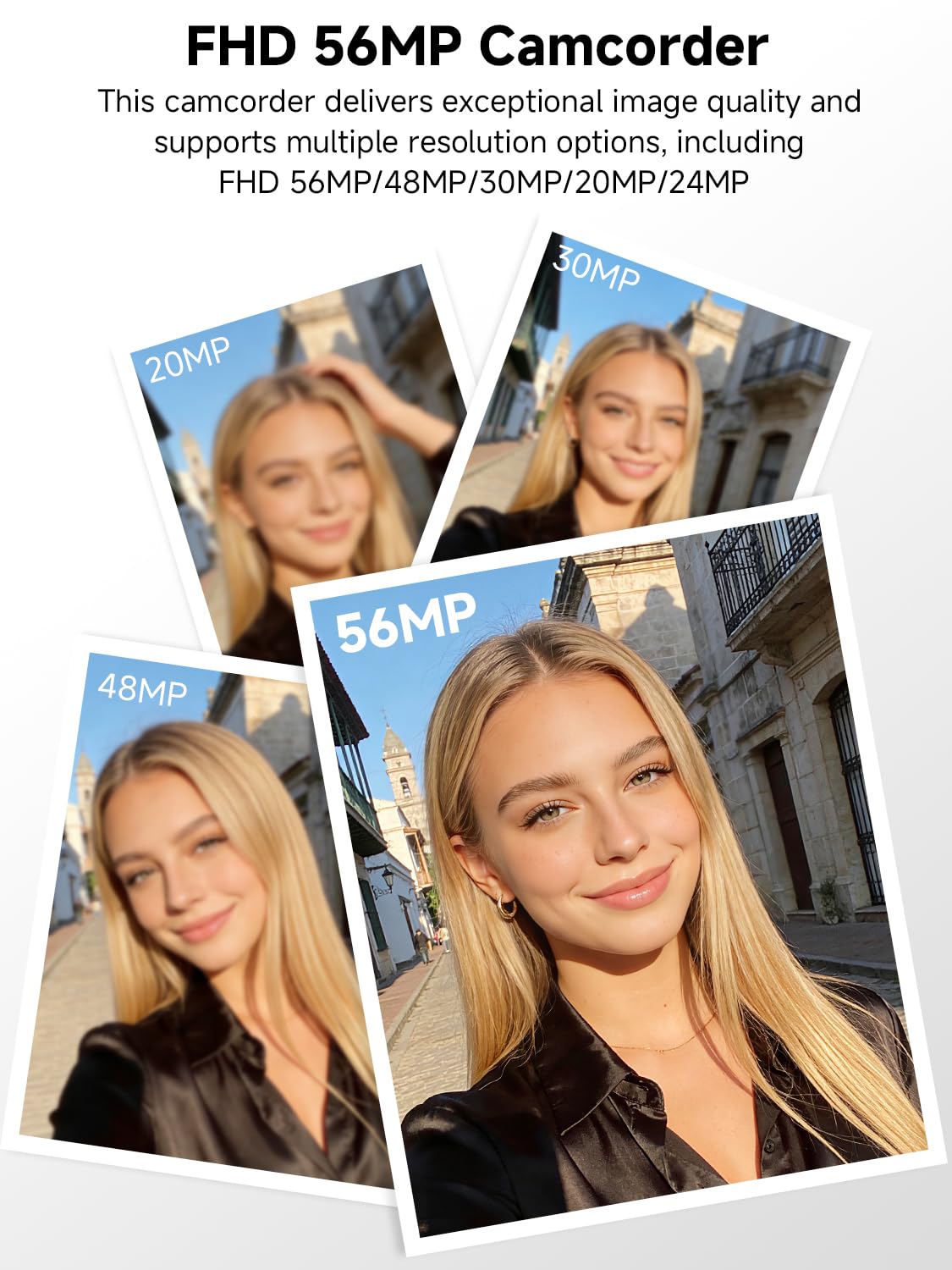 Videocamera FHD 4K 56 MP, videocamera WiFi Vlogging per YouTube con visione notturna a infrarossi, zoom digitale 18x, registratore video touch screen da 3,0", con scheda da 64 GB, telecomando, webcam