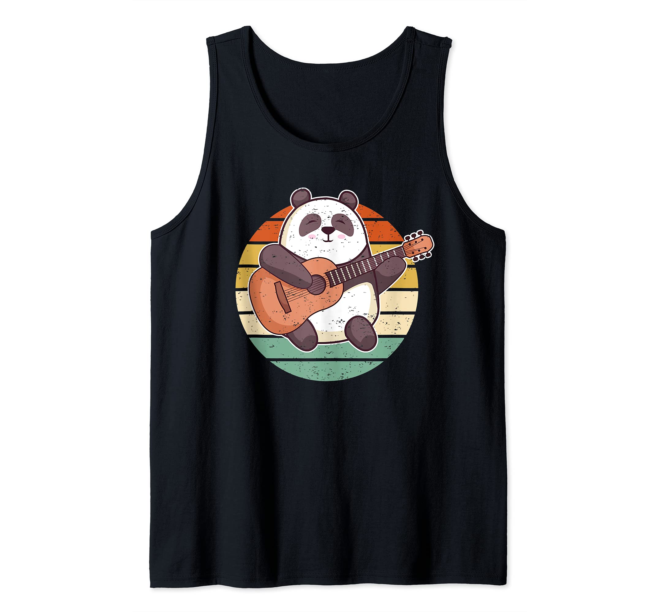 Panda Guitar Player Guitarist Bear Tank Top, Black