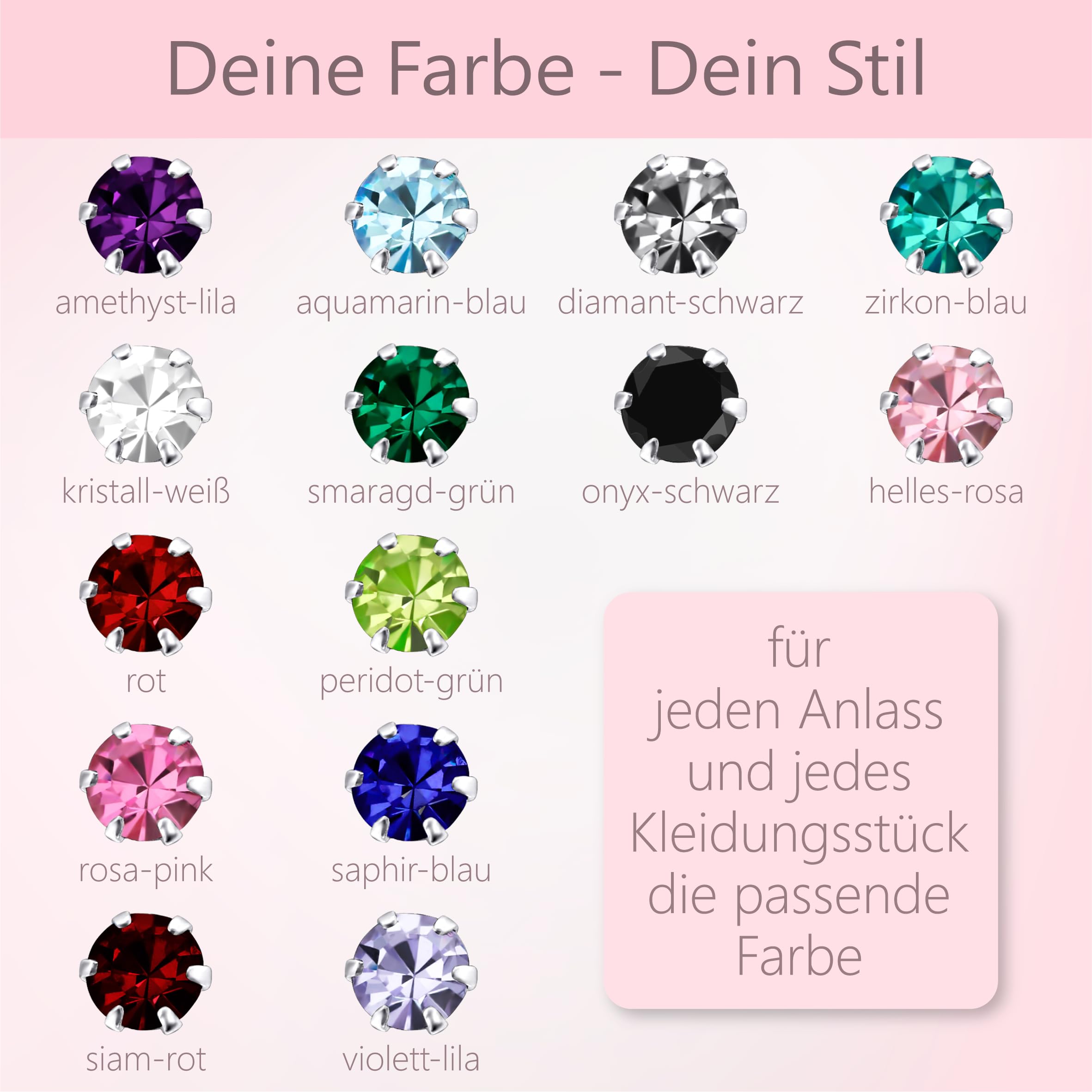 Ohrringe Silber 925 für Damen - 5 mm Zirkonia - runde Kristall Ohrstecker