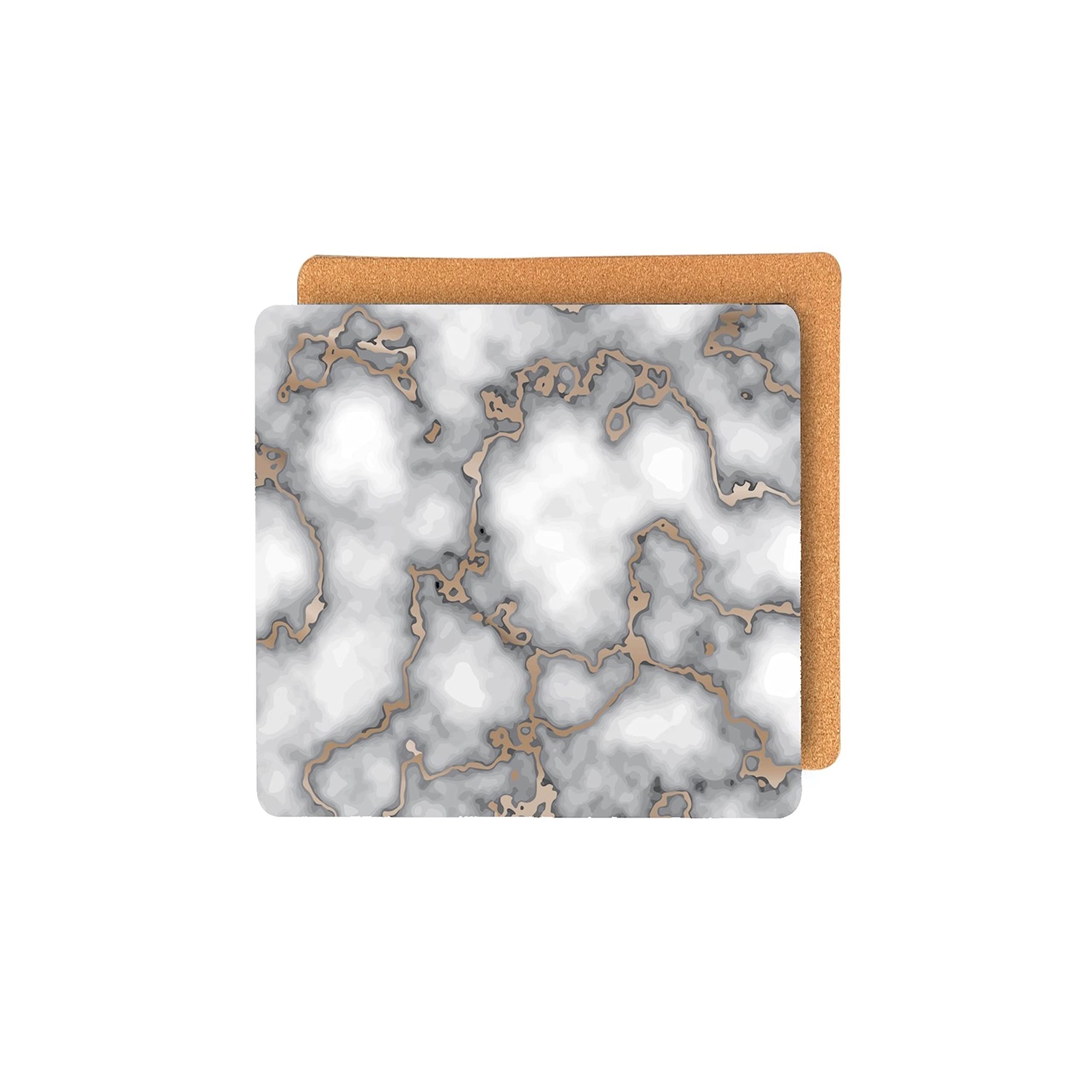 Dainty Home Juego de 6 manteles individuales cuadrados de corcho de mármol dorado ahumado, resistentes al calor, antideslizantes, fáciles de limpiar, 38 x 38 cm, perfectos para hogares modernos y