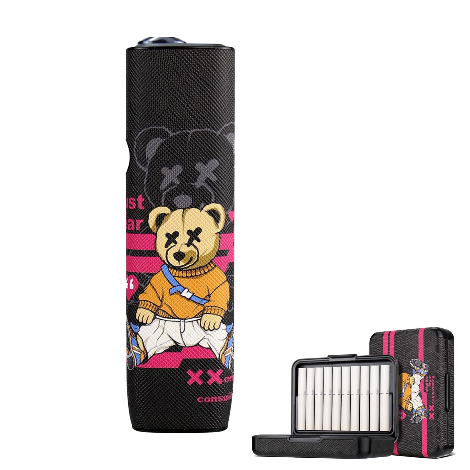 Funda Compatible con IQOS Iluma One - Protectora de Piel Sintética, Bolsa para Caja de Cigarrillos y Accesorios (Yhio-Pink)