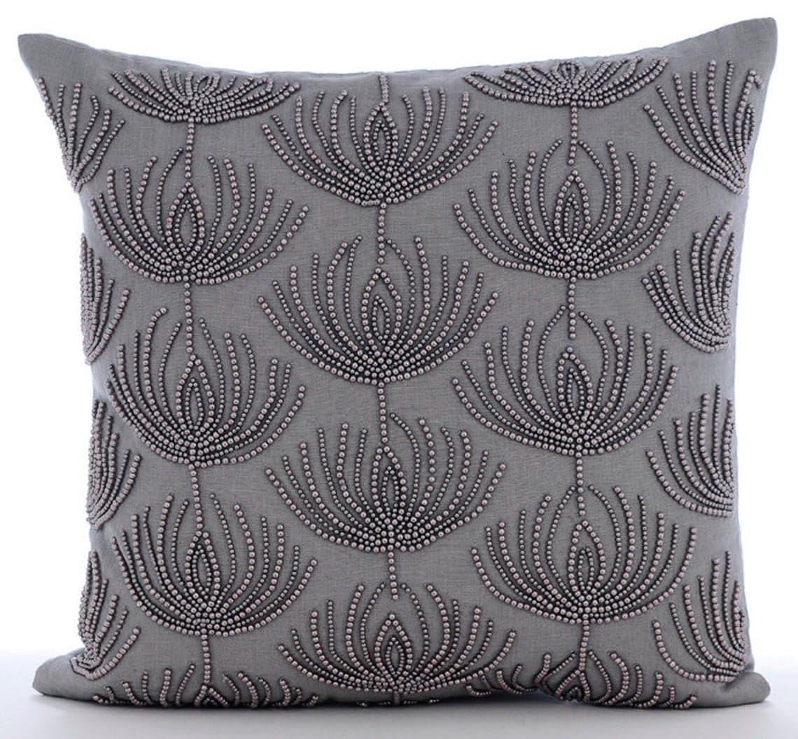 The HomeCentric Federa Per Cuscino In Velluto 65x65 Cm, Colore Grigio Antracite, Motivo Geometrico 'Turkish Silver' - Fodera Con Cerniera, Venduta Singolarmente - 3