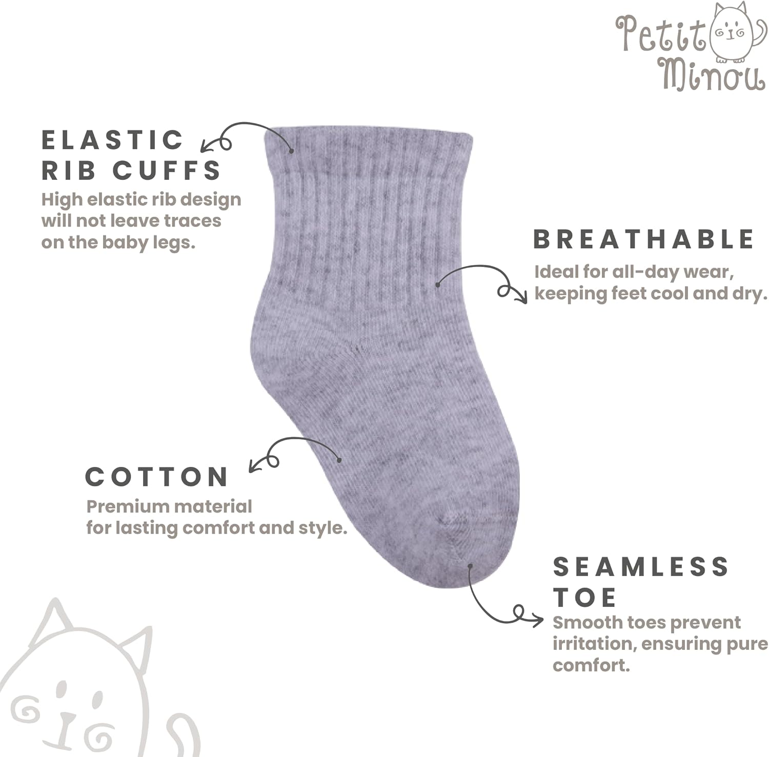 Bella Baby & Toddler Seamless-Toe Turkish Cotton Crew Socks (6-Pack) - Image 5