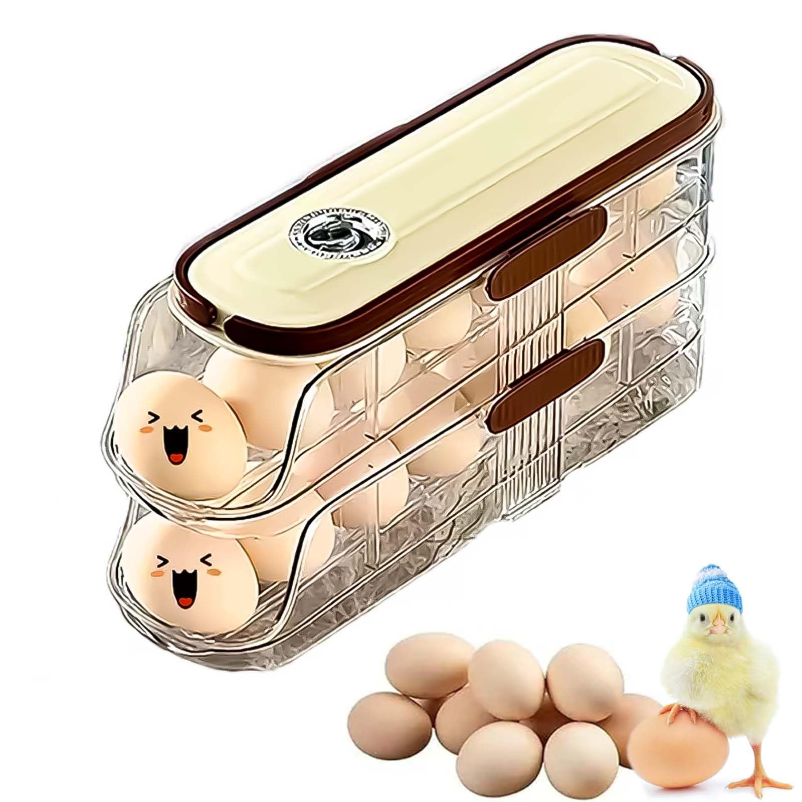 Organizador de Huevos para Nevera, Dispensador de Huevos, Huevera para Frigorífico de Dos Niveles, Solución de Almacenamiento Versátil
