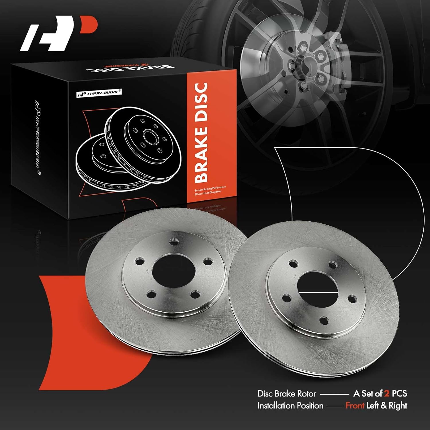 A-Premium 10.87 inch (276.00mm) Front Vented Disc Brake Rotors Compatible with Chevrolet Models - HHR 2006 2007 2008 2009 2010 2011, 2-PC Set