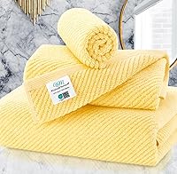 Vista 28 de Juego de 4 toallas de baño amarillas, toallas de baño de lujo, grandes de 30 x 56 pulgadas, algodón, de secado rápido, ligeras, gruesas, suaves
