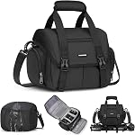 RAINSMORE Camera Bag Professional Camera Case Small Sling Bag DSLR/SLR/Mirrorless Shoulder Crossbody Bag with Waterproof Rain Cover Black
