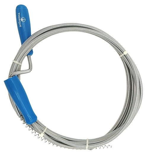 THORQUE Professional Drain Unblocker 3M (9.84 ft) with Claw (13 mm), Flexible Plumbing Snake, Sink Unblocker and Drain Unblocker Tool, Drain Auger Spring with Claw